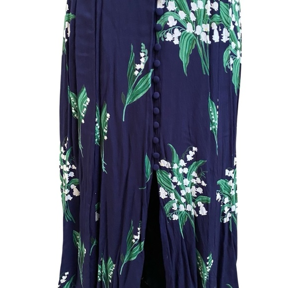 Urban Outfitters Lady Lava Floral Midi Dress Blue Strappy High-Low Size 6 - Picture 7 of 16